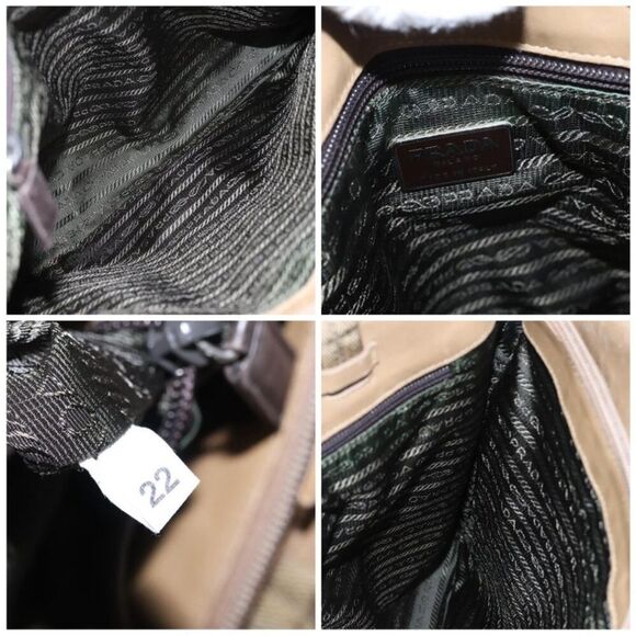 PRADA Tote Bag Nylon Beige Auth ti2720